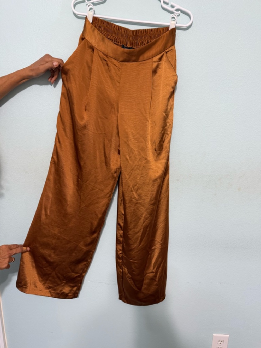 DREW Pants - Satin Pants Brown/Orange - Size S - Picture 4 of 4
